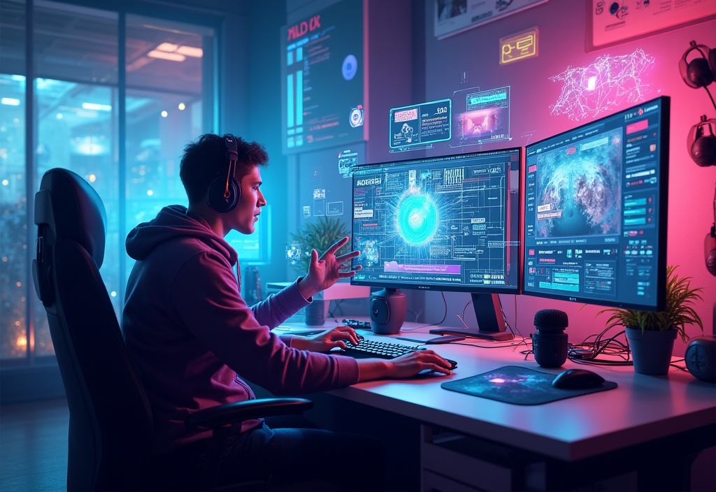 Streamer using OverlayOn top 5 interactive tools including quizzes, word guessing games, and on-screen chat to elevate streaming engagement